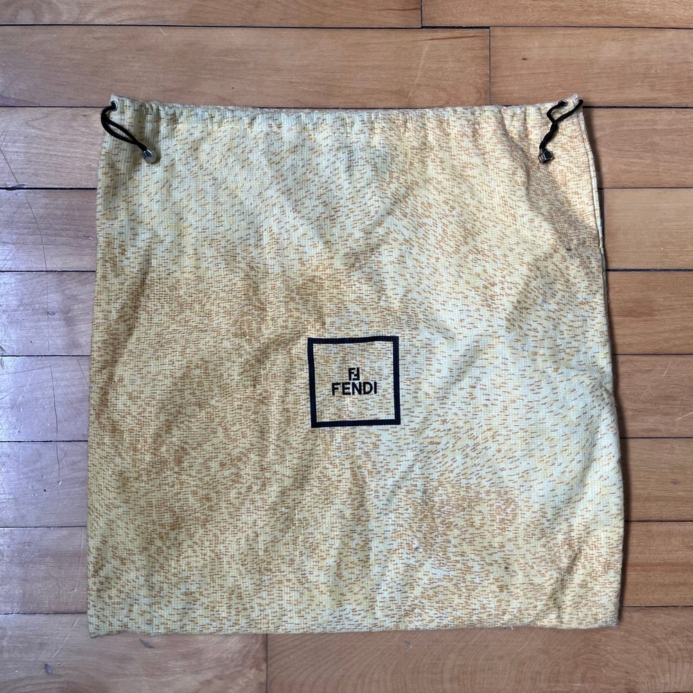 Fendi Yellow Speckled Fabric Drawstring Dust Bag with FF Logo Hardware 15.5x15.5